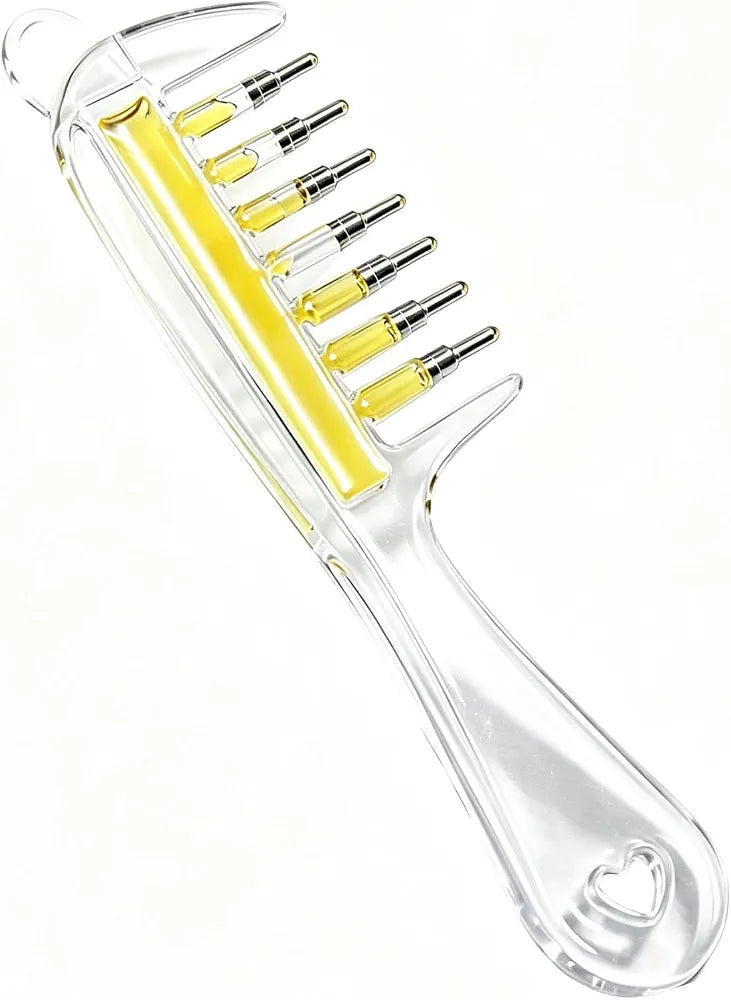THROGOS Hair Oil Applicator Comb, Refillable Scalp Massager & Liquid Dispenser with Storage Base, Even Oil Distribution Tool for All Hair Types & Growth Routines (pack of 1)