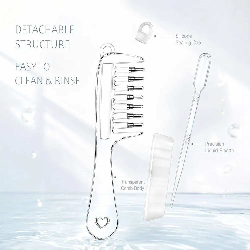 THROGOS Hair Oil Applicator Comb, Refillable Scalp Massager & Liquid Dispenser with Storage Base, Even Oil Distribution Tool for All Hair Types & Growth Routines (pack of 1)