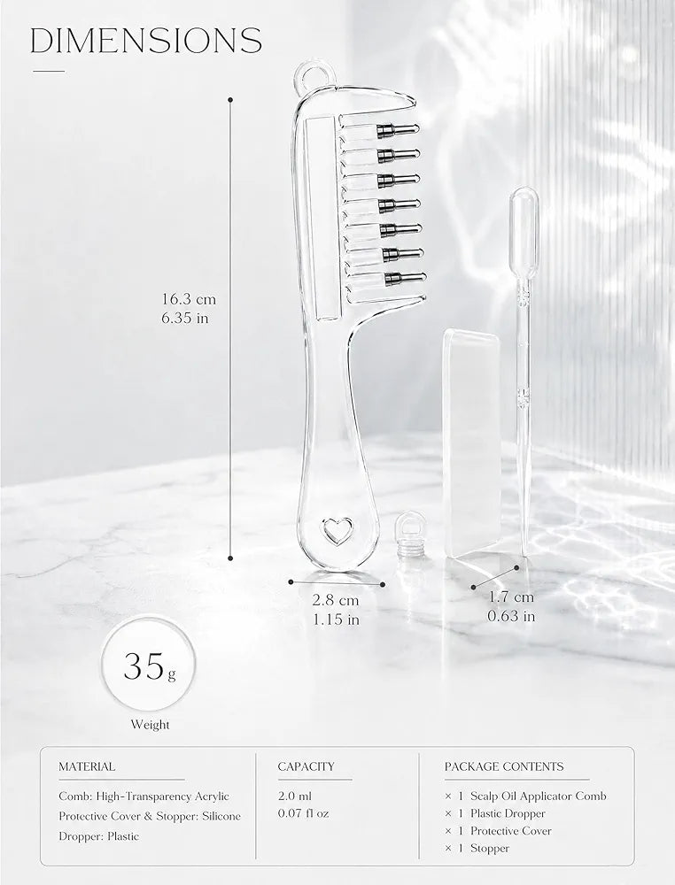 THROGOS Hair Oil Applicator Comb, Refillable Scalp Massager & Liquid Dispenser with Storage Base, Even Oil Distribution Tool for All Hair Types & Growth Routines (pack of 1)