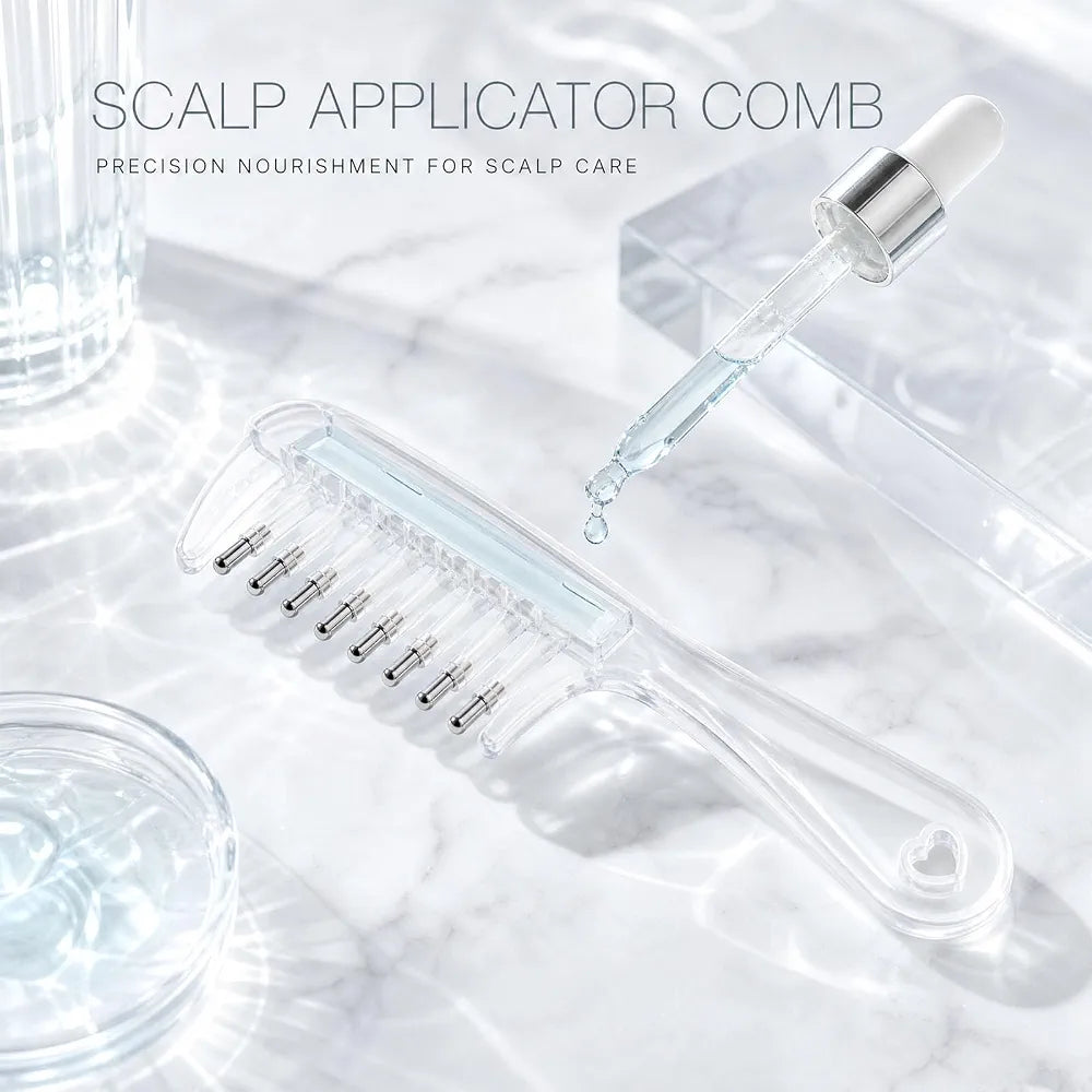 THROGOS Hair Oil Applicator Comb, Refillable Scalp Massager & Liquid Dispenser with Storage Base, Even Oil Distribution Tool for All Hair Types & Growth Routines (pack of 1)